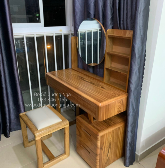 Bàn Phấn Trang Điểm Gỗ Hương Xám Hiện Đại 1m Màu Tự Nhiên