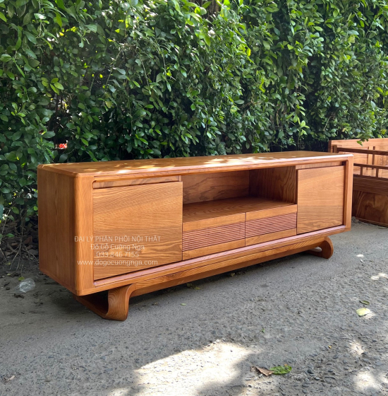 Kệ Tivi Gỗ Sồi Nga 2m Hiện Đại Lau Màu 2m2 Sơn Inchem Cao Cấp 