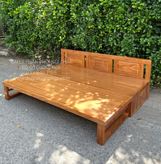 Giường Gấp Gỗ Hương Xám 2 Ngăn Kéo Thông Minh 1m4x1m9 Đa Công Năng 