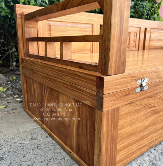 Giường Gấp Gỗ Hương Xám 2 Ngăn Kéo Thông Minh 1m4x1m9 Đa Công Năng 