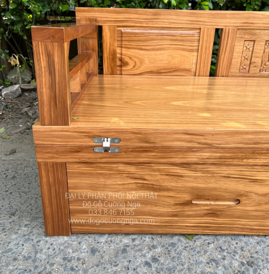 Giường Gấp Gỗ Hương Xám 2 Ngăn Kéo Thông Minh 1m4x1m9 Đa Công Năng 