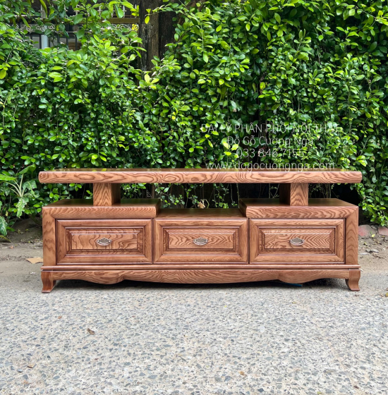 Kệ Tivi Gỗ Sồi Nga Màu Óc Chó Đẹp Hiện Đại Sang Trọng 