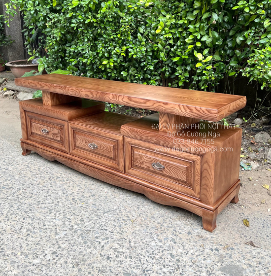 Kệ Tivi Gỗ Sồi Nga Màu Óc Chó Đẹp Hiện Đại Sang Trọng 