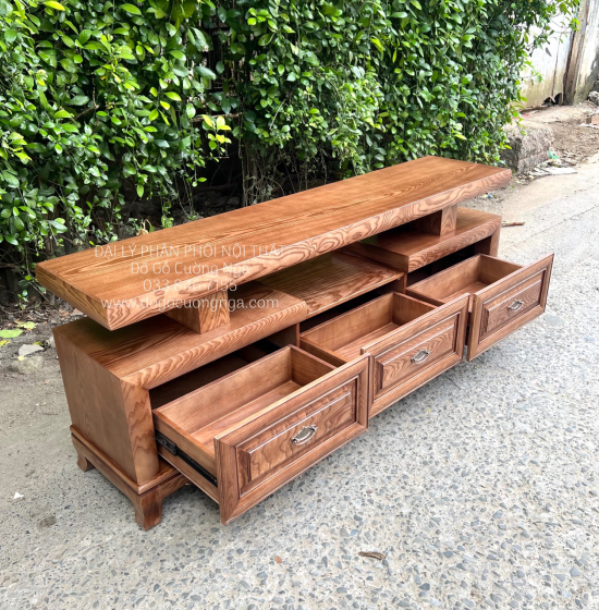 Kệ Tivi Gỗ Sồi Nga Màu Óc Chó Đẹp Hiện Đại Sang Trọng 