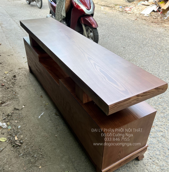 Kệ Tivi Gỗ Sồi Nga Màu Óc Chó Đẹp Hiện Đại Sang Trọng 