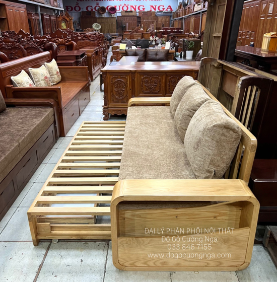 Sofa Giường Gấp Gỗ Sồi Mẫu Mới 