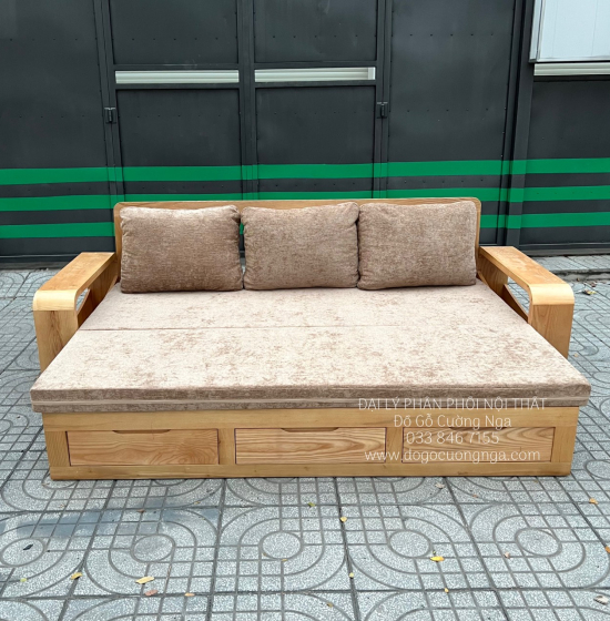 Sofa Giường Gấp Gỗ Sồi Mẫu Mới 