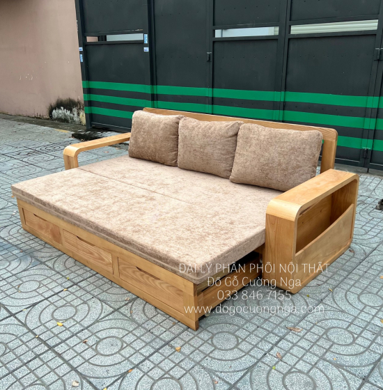 Sofa Giường Gấp Gỗ Sồi Mẫu Mới 