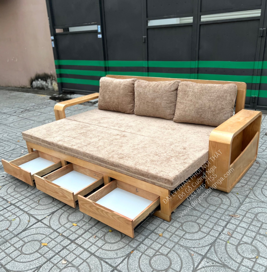 Sofa Giường Gấp Gỗ Sồi Mẫu Mới 