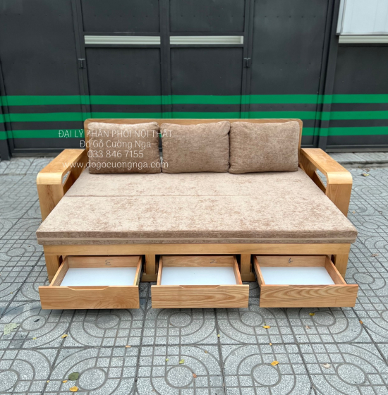 Sofa Giường Gấp Gỗ Sồi Mẫu Mới 