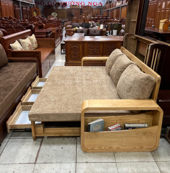 Sofa Giường Gấp Gỗ Sồi Mẫu Mới 