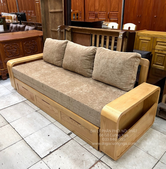 Sofa Giường Gấp Gỗ Sồi Mẫu Mới 
