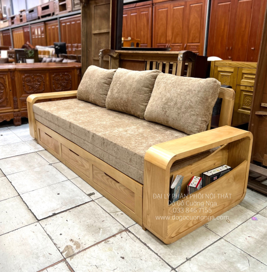 Sofa Giường Gấp Gỗ Sồi Mẫu Mới 