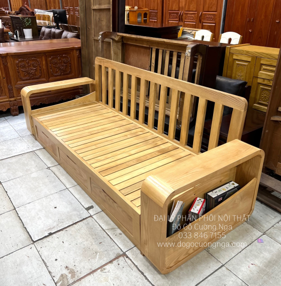 Sofa Giường Gấp Gỗ Sồi Mẫu Mới 
