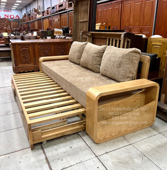 Sofa Giường Gấp Gỗ Sồi Mẫu Mới 
