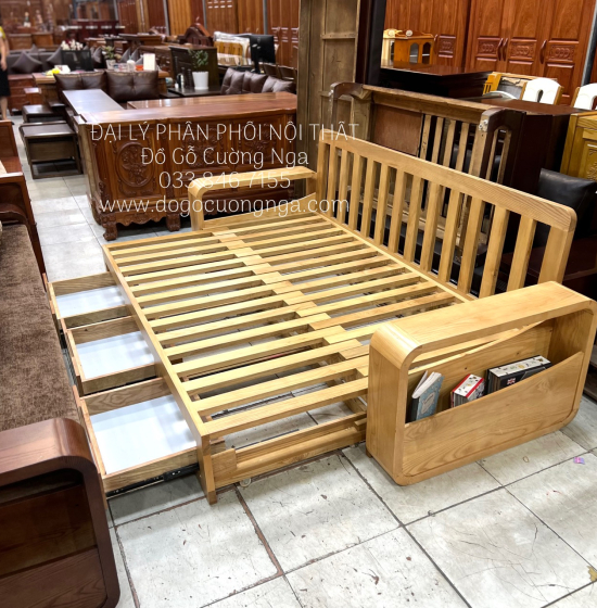 Sofa Giường Gấp Gỗ Sồi Mẫu Mới 