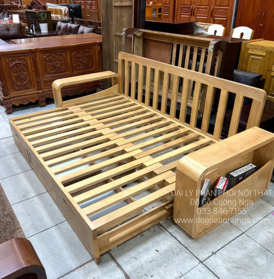 Sofa Giường Gấp Gỗ Sồi Mẫu Mới 