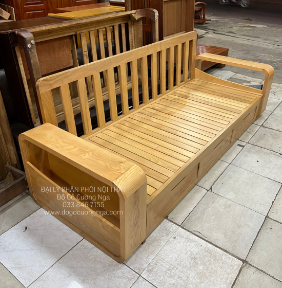 Sofa Giường Gấp Gỗ Sồi Mẫu Mới 