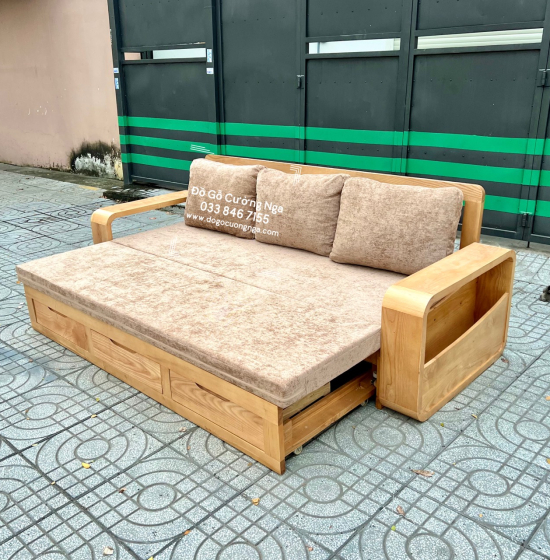 Sofa Giường Gấp Gỗ Sồi Mẫu Mới 