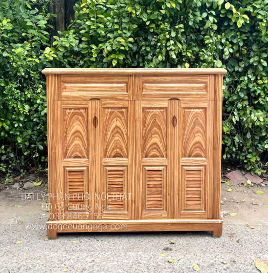 Tủ Giày Dép Gỗ Hương Xám 4 Cánh Cao Giá Rẻ 