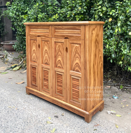 Tủ Giày Dép Gỗ Hương Xám 4 Cánh Cao Giá Rẻ 