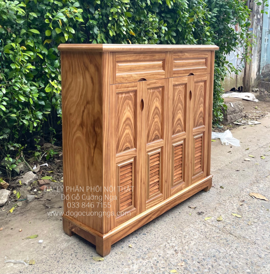 Tủ Giày Dép Gỗ Hương Xám 4 Cánh Cao Giá Rẻ 