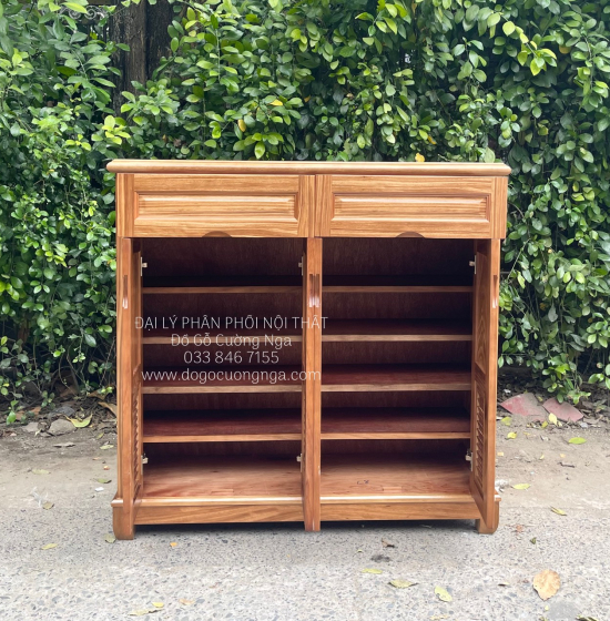 Tủ Giày Dép Gỗ Hương Xám 4 Cánh Cao Giá Rẻ 
