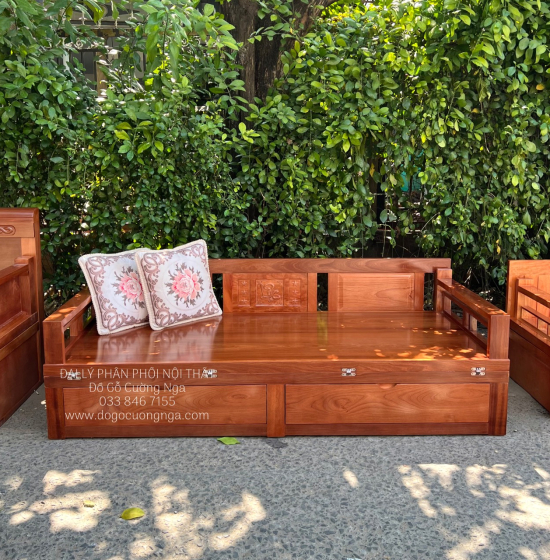 Giường Gấp Gỗ Xoan Đào 2 Ngăn Kéo Cao Cấp Đủ Cỡ 