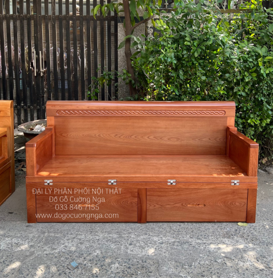 Giường Gấp Gỗ Xoan Đào 2 Ngăn Kéo 1m4x2m Cao Cấp 