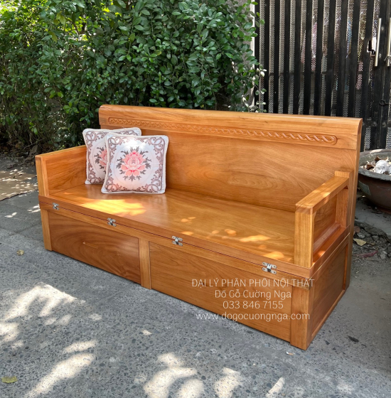 Giường Gấp Gỗ Gõ Đỏ 2 Ngăn Kéo Thông Minh