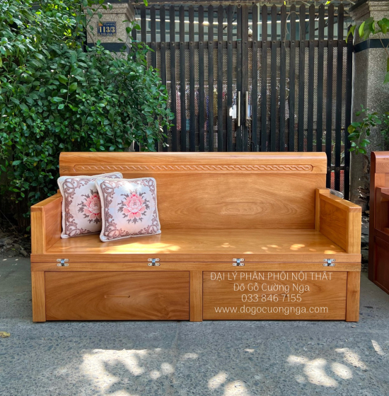 Giường Gấp Gỗ Gõ Đỏ 2 Ngăn Kéo Thông Minh