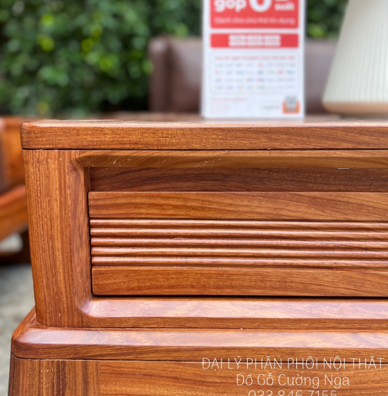 Sofa Gỗ Hương Vàng Góc L 2m8x1m8 Kèm Nệm Mẫu Mới 