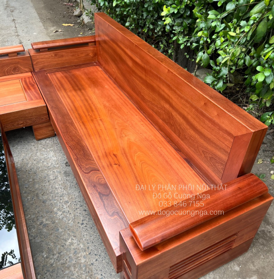 Bàn Ghế Sofa Góc L Gỗ Xoan Đào 2m1x1m6 Bàn Bom Hiện Đại 