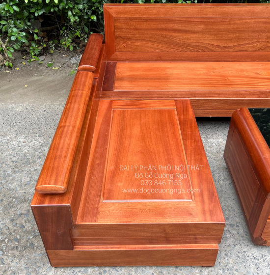 Bàn Ghế Sofa Góc L Gỗ Xoan Đào 2m1x1m6 Bàn Bom Hiện Đại 