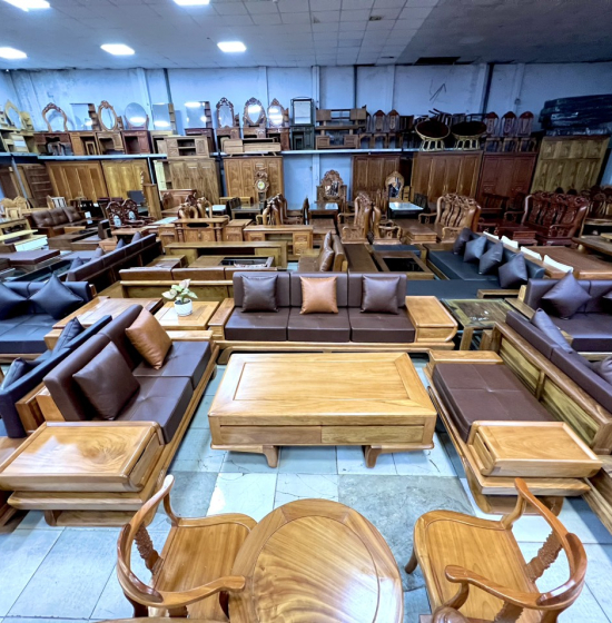 Sofa Gỗ Gõ Đỏ 2 Văng Cao Cấp Kèm Nệm Bền Đẹp Tinh Tế 