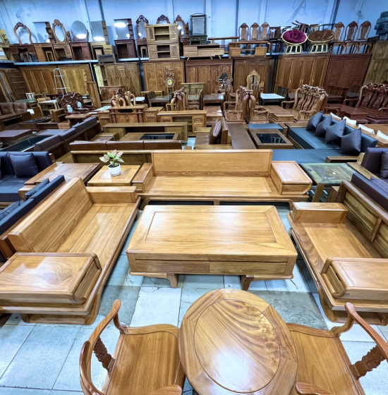 Sofa Gỗ Gõ Đỏ 2 Văng Cao Cấp Kèm Nệm Bền Đẹp Tinh Tế 