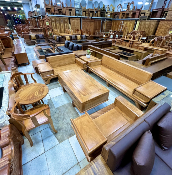 Sofa Gỗ Gõ Đỏ 2 Văng Cao Cấp Kèm Nệm Bền Đẹp Tinh Tế 