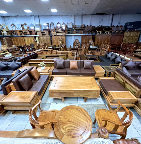 Sofa Gỗ Gõ Đỏ 2 Văng Cao Cấp Kèm Nệm Bền Đẹp Tinh Tế 