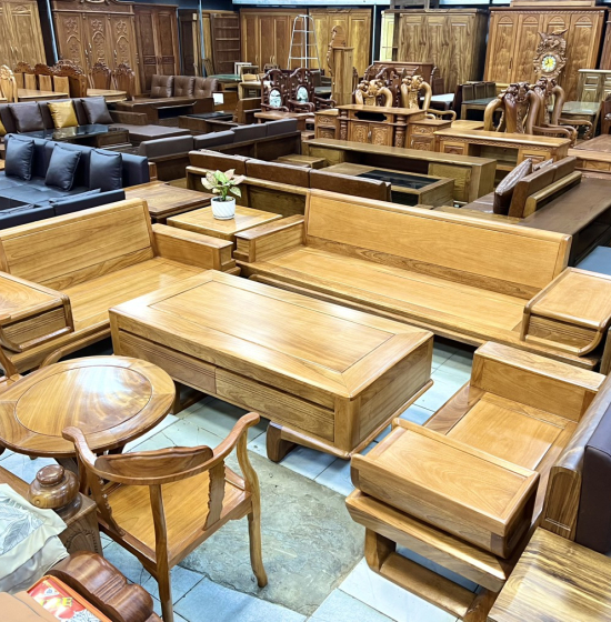 Sofa Gỗ Gõ Đỏ 2 Văng Cao Cấp Kèm Nệm Bền Đẹp Tinh Tế 