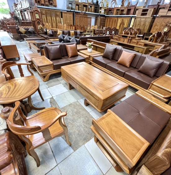 Sofa Gỗ Gõ Đỏ 2 Văng Cao Cấp Kèm Nệm Bền Đẹp Tinh Tế 