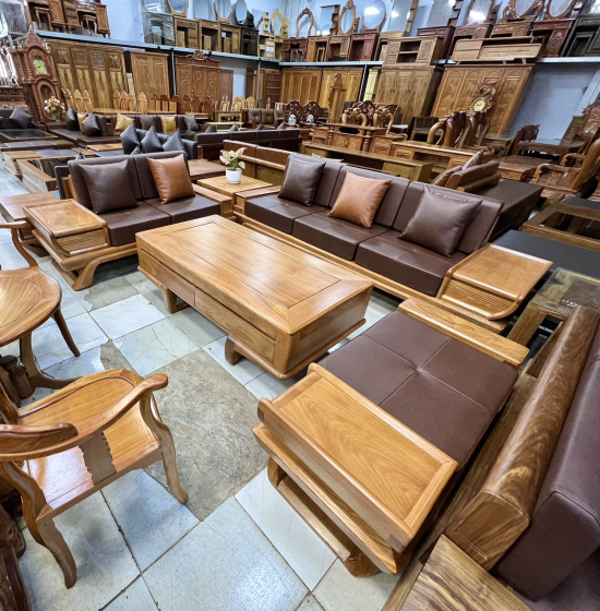 Sofa Gỗ Gõ Đỏ 2 Văng Cao Cấp Kèm Nệm Bền Đẹp Tinh Tế 