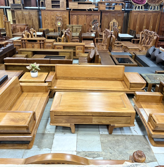 Sofa Gỗ Gõ Đỏ 2 Văng Cao Cấp Kèm Nệm Bền Đẹp Tinh Tế 