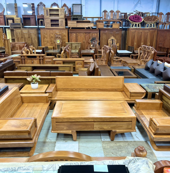 Sofa Gỗ Gõ Đỏ 2 Văng Cao Cấp Kèm Nệm Bền Đẹp Tinh Tế 