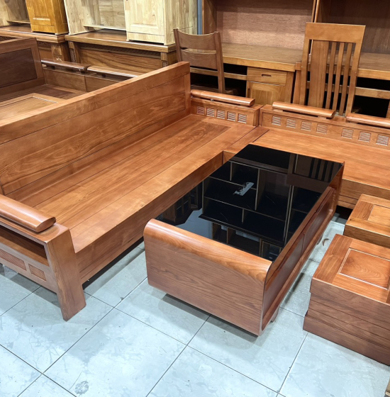 Sofa Phòng Khách Gỗ Sồi Nga Bàn Boom Góc L 2mx1m8
