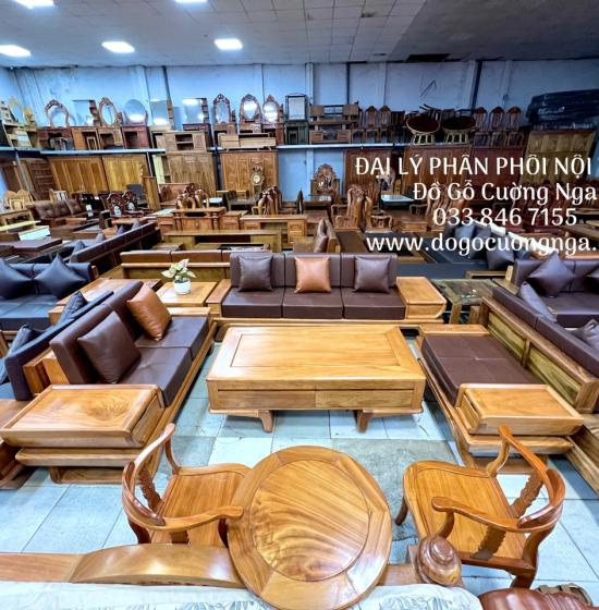 Sofa Gỗ Gõ Đỏ 2 Văng Cao Cấp Kèm Nệm Bền Đẹp Tinh Tế 