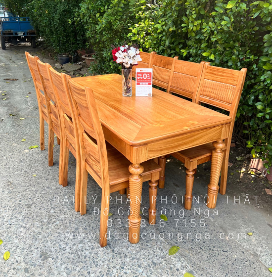  Bàn Ăn Gỗ Gõ Đỏ 8 Ghế Mẫu Mới Sang Trọng 