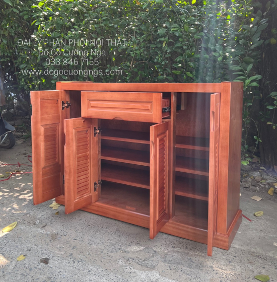 Tủ Giày Dép Gỗ Xoan Đào 4 Cánh Hiện Đại Giá Rẻ TD 014