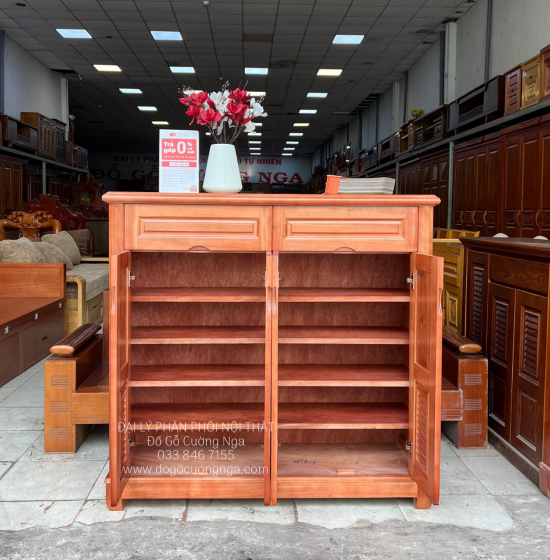 Tủ Giày Cao Gỗ Xoan Đào 4 Cánh TG 17.10