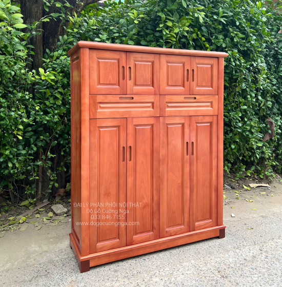 Tủ Giày Dép Gỗ Xoan Đào 4 Cánh Cao Cấp