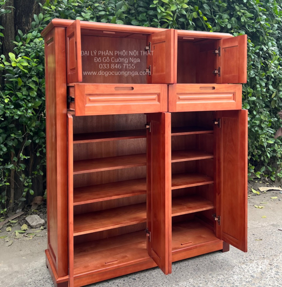 Tủ Giày Dép Gỗ Xoan Đào 4 Cánh Cao Cấp
